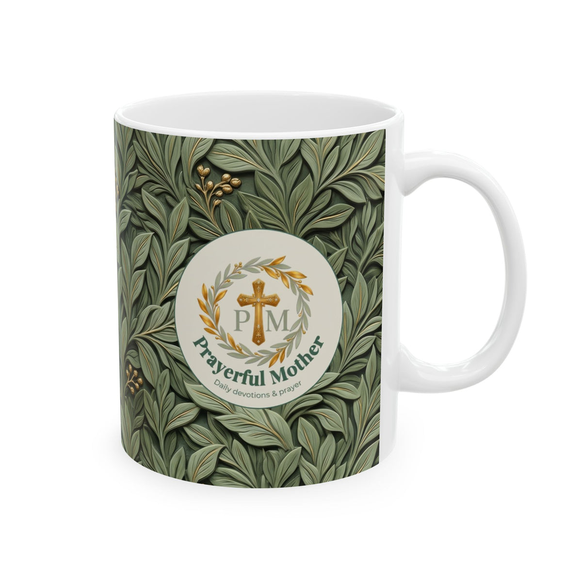 Botanical Leaves Ceramic Mug – Green Foliage Coffee Cup (11oz/15oz)