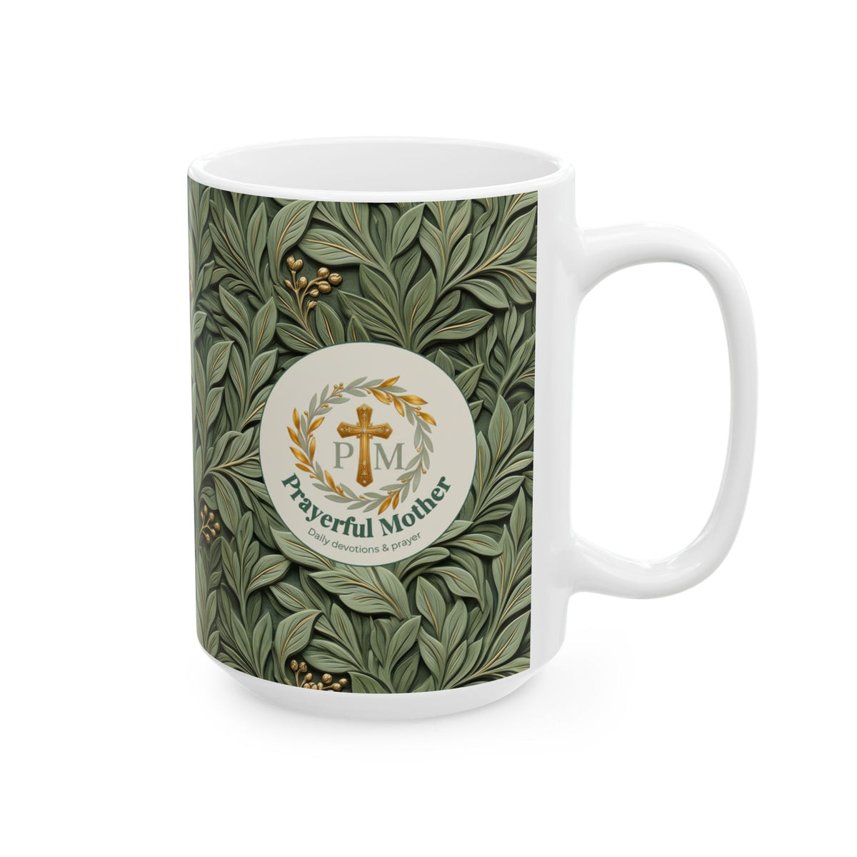 Botanical Leaves Ceramic Mug – Green Foliage Coffee Cup (11oz/15oz)