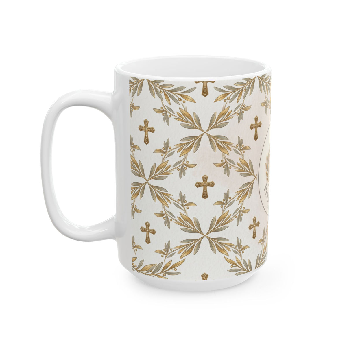 Prayerful Mother Ceramic Mug — Religious Floral Cross Coffee Cup (11oz & 15oz)