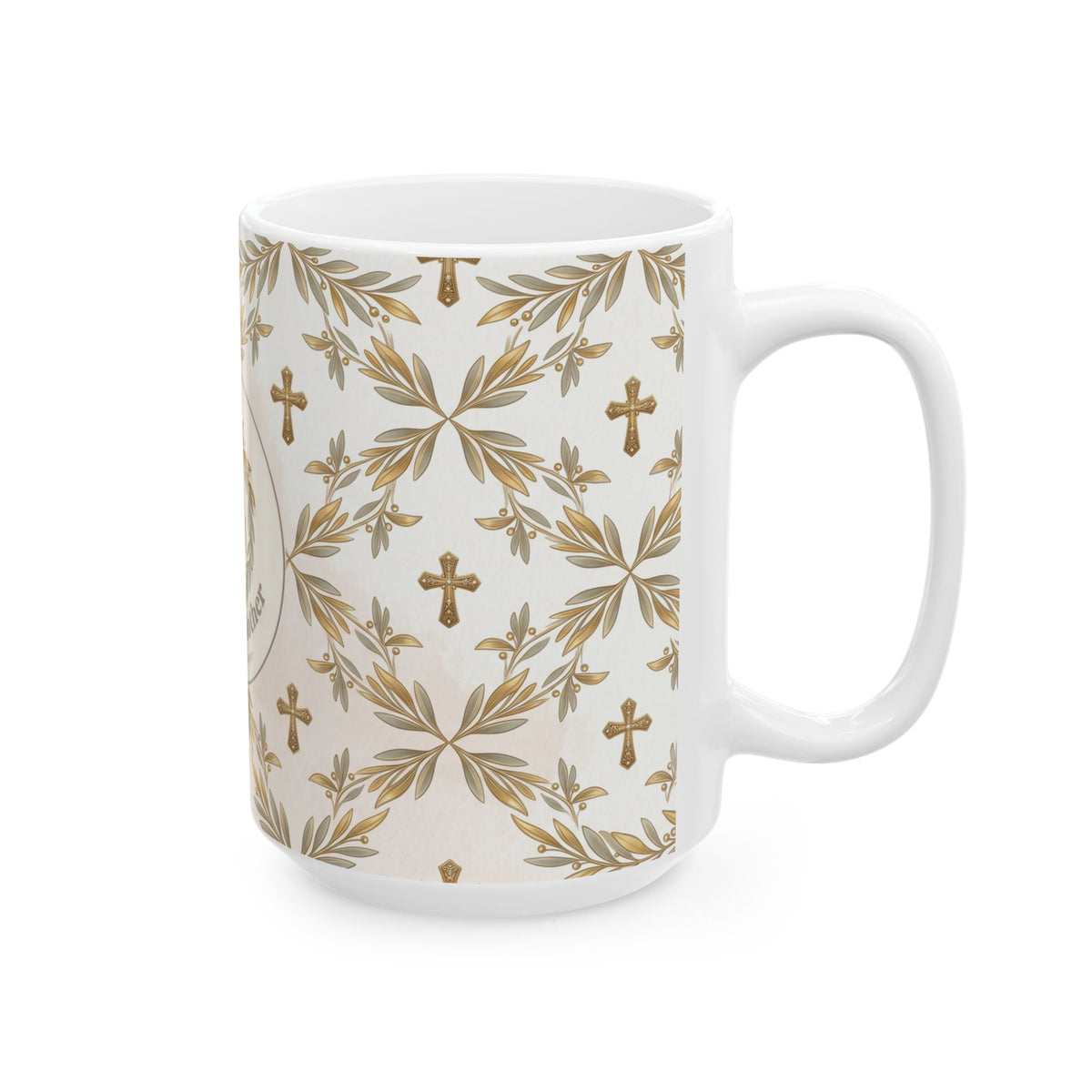 Prayerful Mother Ceramic Mug — Religious Floral Cross Coffee Cup (11oz & 15oz)