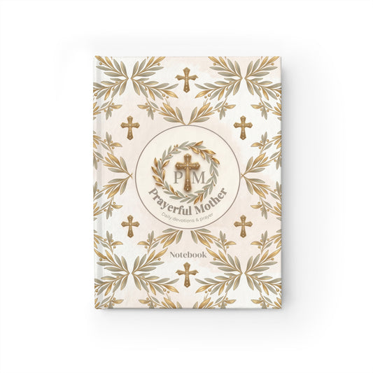 Prayerful Mother Ruled Journal — Floral Cross Notebook for Devotional Notes