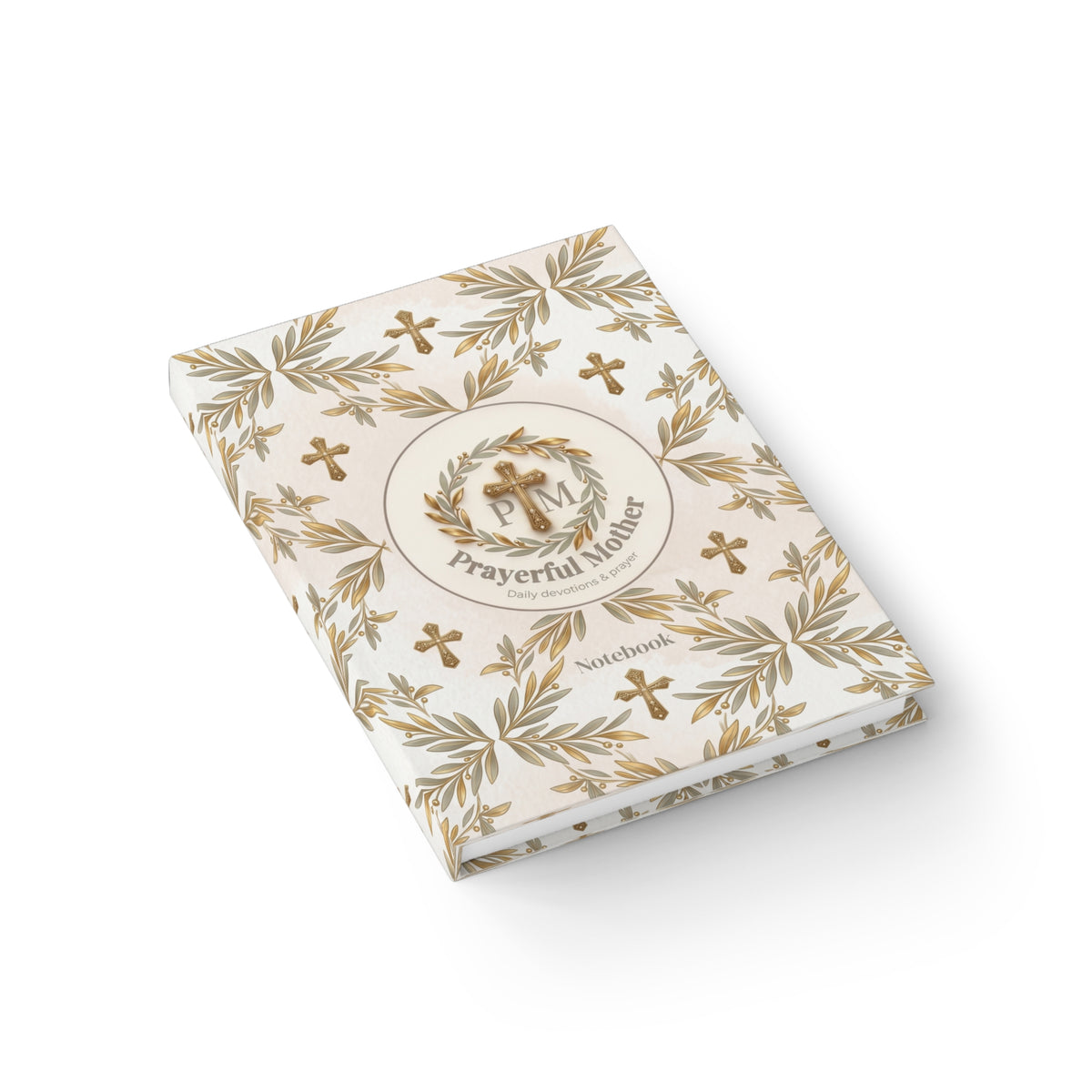 Prayerful Mother Ruled Journal — Floral Cross Notebook for Devotional Notes