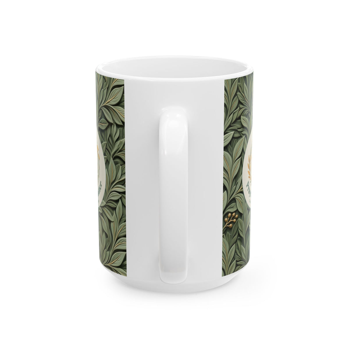 Botanical Leaves Ceramic Mug – Green Foliage Coffee Cup (11oz/15oz)