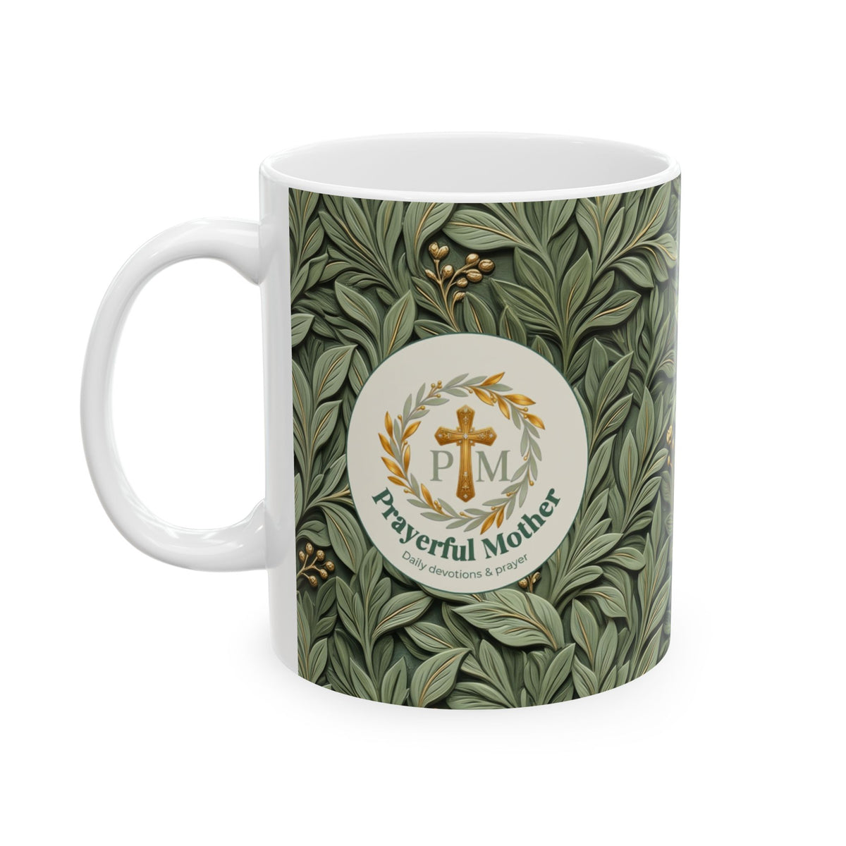 Botanical Leaves Ceramic Mug – Green Foliage Coffee Cup (11oz/15oz)