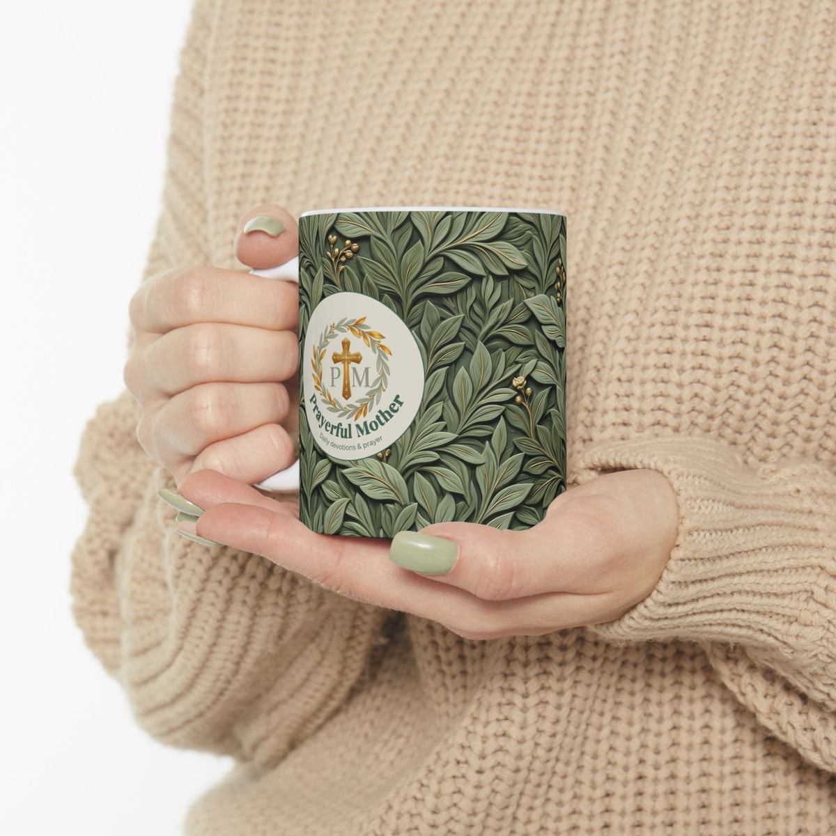 Botanical Leaves Ceramic Mug – Green Foliage Coffee Cup (11oz/15oz)