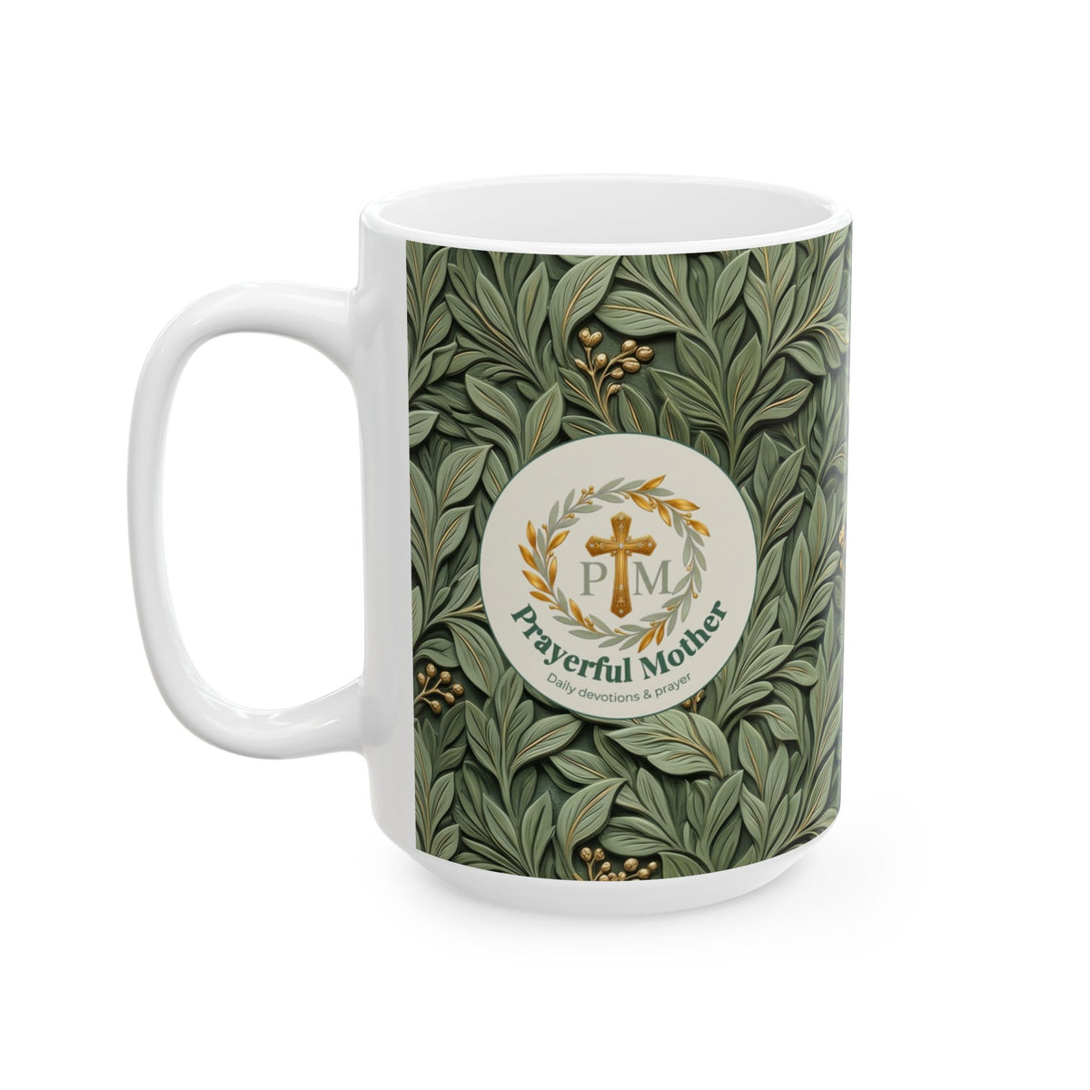 Botanical Leaves Ceramic Mug – Green Foliage Coffee Cup (11oz/15oz)