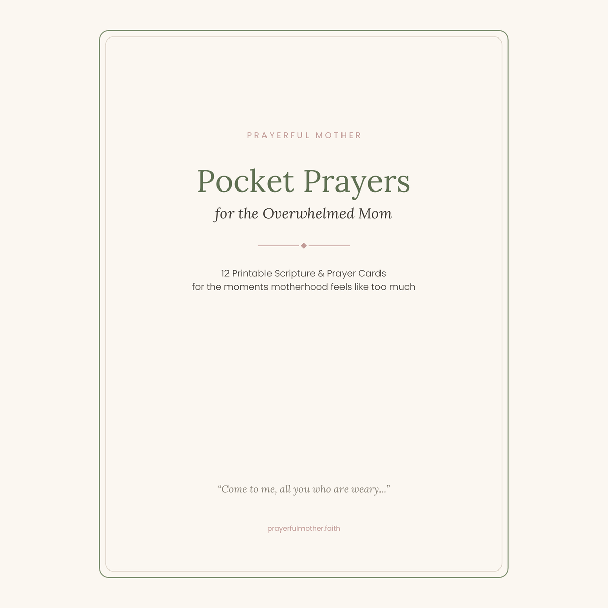 Pocket Prayers for the Overwhelmed Mom — cover of 12 printable scripture and prayer cards