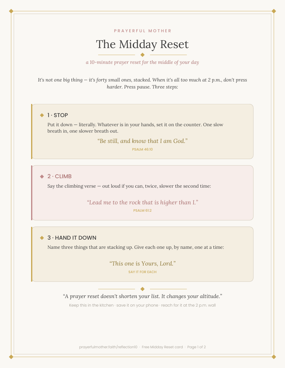 Midday Reset — Free Printable Prayer Reset Card for Overwhelmed Moms (Psalm 61:2)