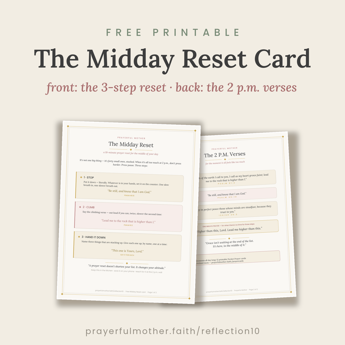 Midday Reset — Free Printable Prayer Reset Card for Overwhelmed Moms (Psalm 61:2)