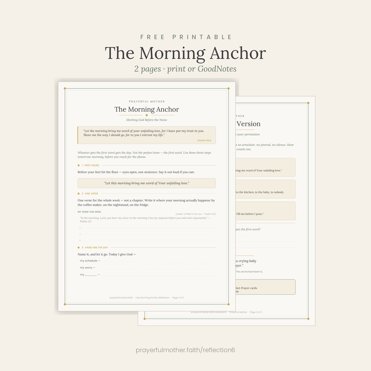 Morning Anchor — Free Printable Reflection for Moms (Psalm 143:8)