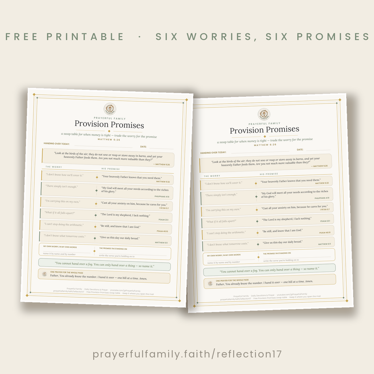 Preview of the Provision Promises swap table showing the worry column and His promise column with scripture references