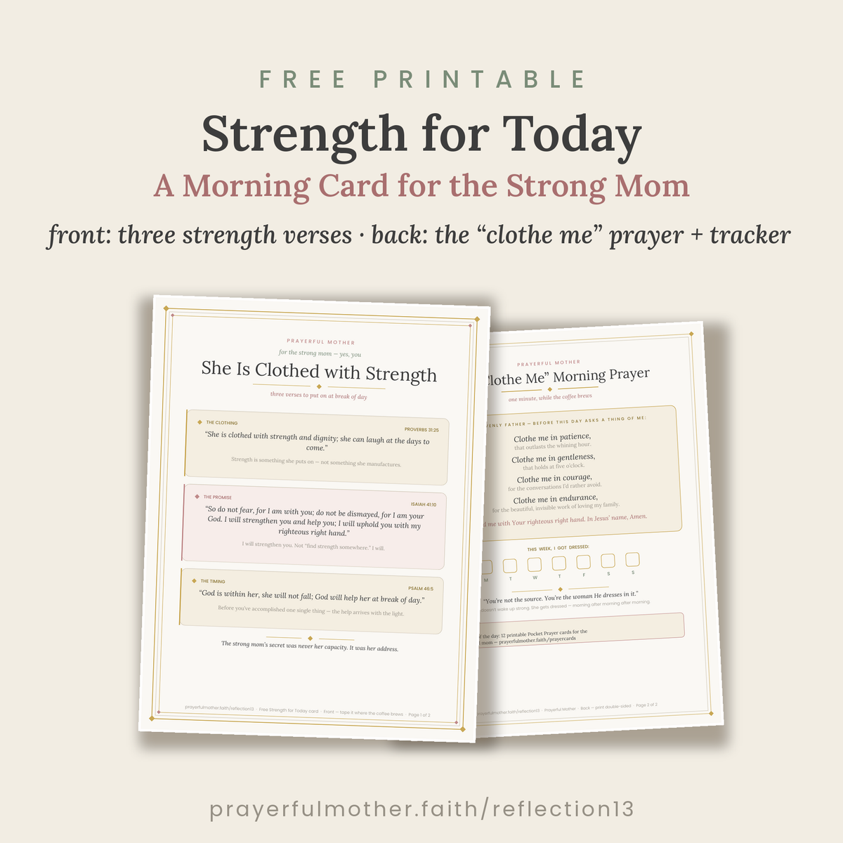Front and back of the Strength for Today card